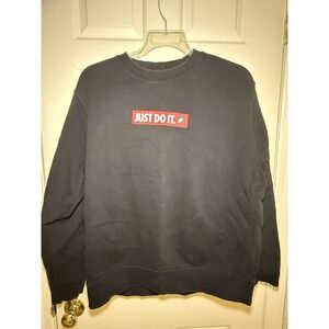 Nike "Just Do It" Box Logo Black Crewneck Sweatshirt size XL